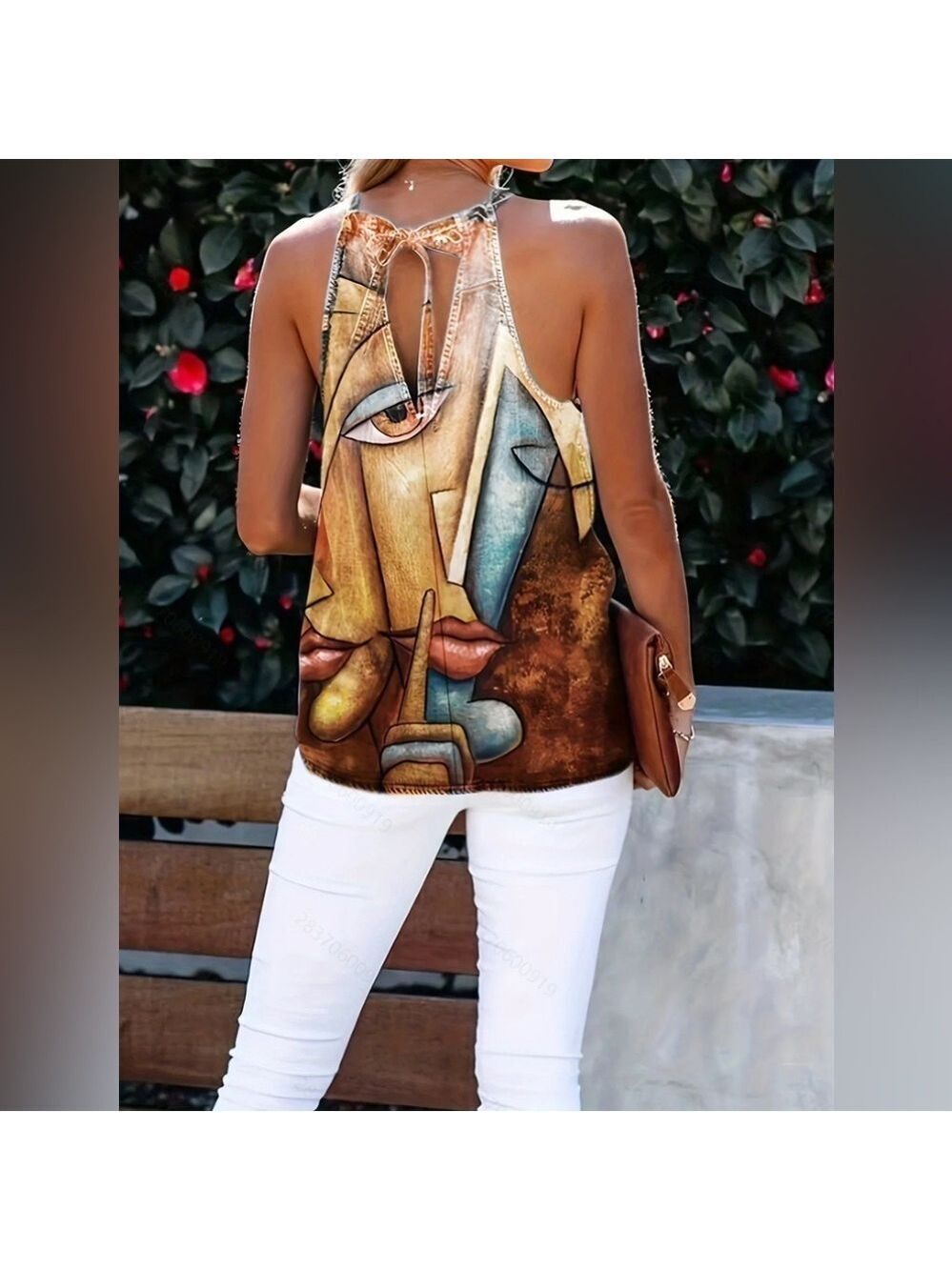 New Women’s Abstract Face Print Camisole Size XL - Picture 2 of 16